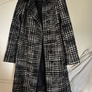 Classic Black and White Houndstooth Women's Coat